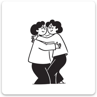Two people giving each other a friendly hug sticker