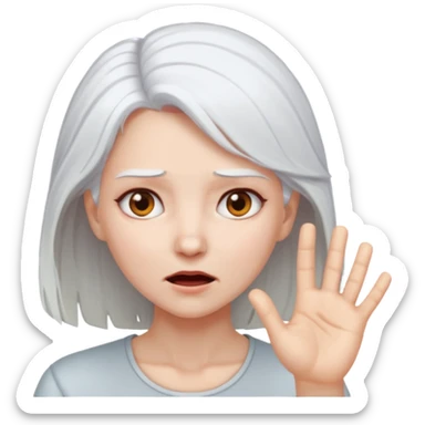 female white hair head slap
 sticker