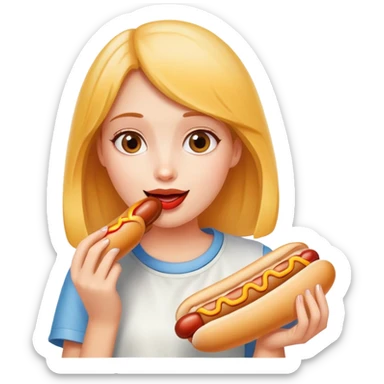 Girl eating hotdog sticker