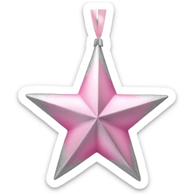 Pink and silver christmas decoration star sticker
