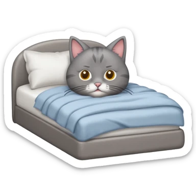 Gray cat pooping in bed  sticker