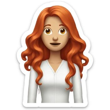 red headed woman with super long hair face palming  sticker
