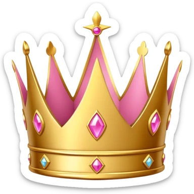 A luxurious golden crown with pink accents and elegant details, featuring a prominent empty space or cutout in the center sticker
