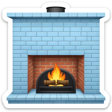 The fireplace is pale blue in color sticker