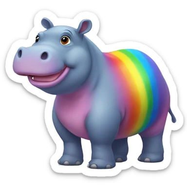Rainbow hippo  sticker