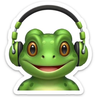 frog png with headphones smiling teeth showing sticker