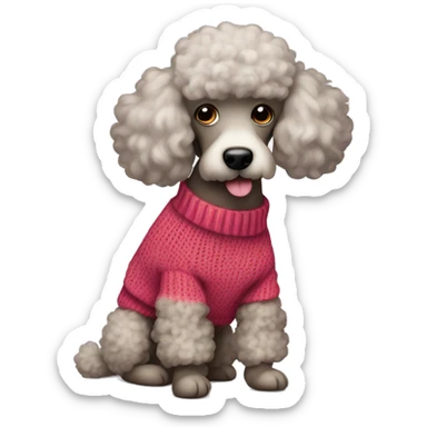 Poodle dog with a sweater  sticker