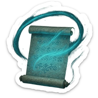 Design a clean, iconic version of the Windows 'My Computer' icon as an Elden Ring glintstone sorcery. Use a mystical blue aura, a parchment scroll, and a simple magical effect, with a transparent background. 1080 x 1080. sticker
