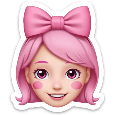 Blushing emoji with bow on head sticker