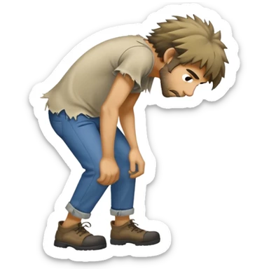 Feral man bent over sticker