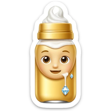 Biberón dorado con diamantes 🍼con ese biberón  de bebe sticker