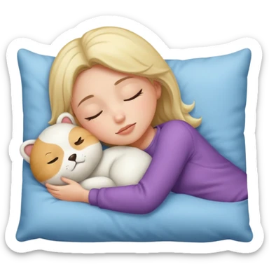 girl napping with pillow sticker