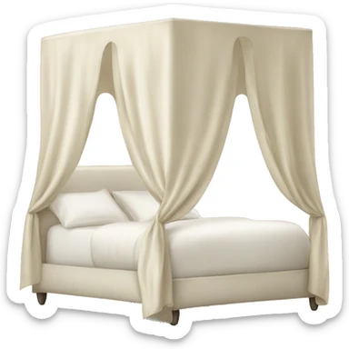 White cream silk canopy bed  sticker