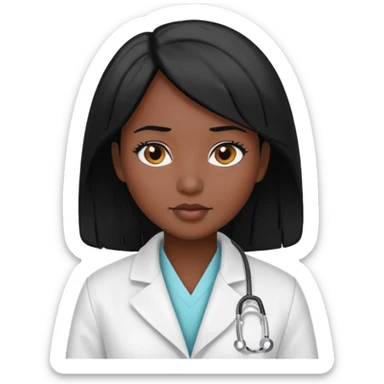 medical woman, with black hair and skin color sticker