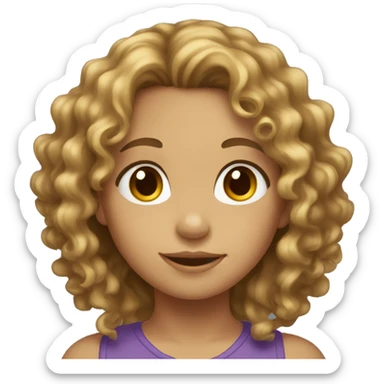 Young girl with brown curly hair and some blonde highlights  sticker