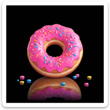 3D cartoon donut with glossy icing and sprinkles, floating above blocky Minecraft grass, for DonutSMP sticker