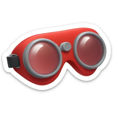 swimming goggles with red frame， spindle-like form，sharp edges sticker