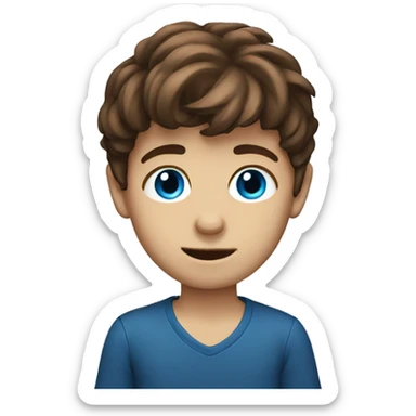 brown hair boy with blue eyes sticker