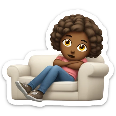 Bored girl lying on the couch sticker