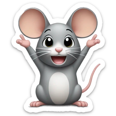 Mouse with hands up sticker