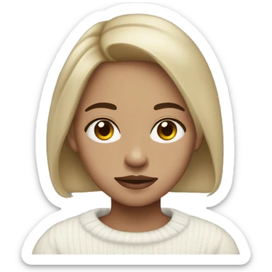 Medium skin es y habites black eyes girl wearing a white sweater sticker