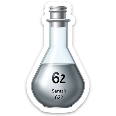 samarium rare earth mineral, silvery metal, chemical element Sm, atomic number 62 sticker