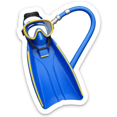 diving fins and snorkel mask, blue, simple apple emoji style sticker