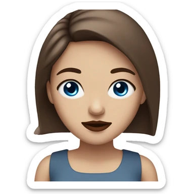 White girl with blue eyes, straight brown hair, and red lips  sticker