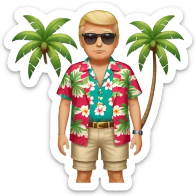 full body Trump standing in beach outfit sticker