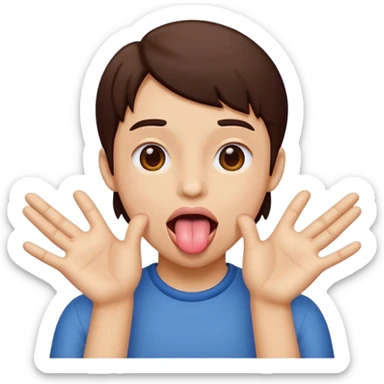 tongue out, hands opening to the sides sticker