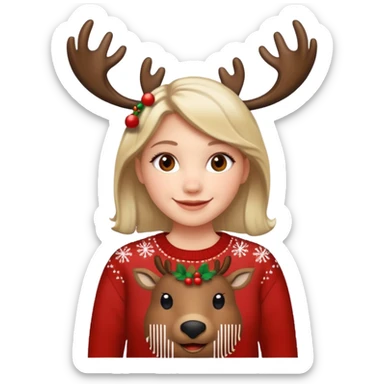 Emma with à reindeer Xmas jumper sticker