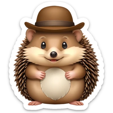 A hedgehog holding a hat in its hand sticker