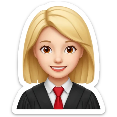 graduate women student with red tie sticker