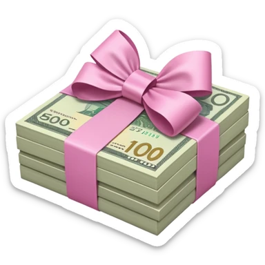 Australian $100 notes stacked together and wrapped in a pink bow sticker