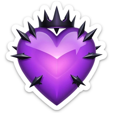 purple heart with black thorns and a crystal, dark romance sticker