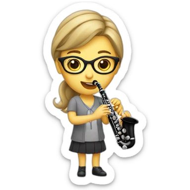 caucasian girl with glasses playing a clarinet sticker