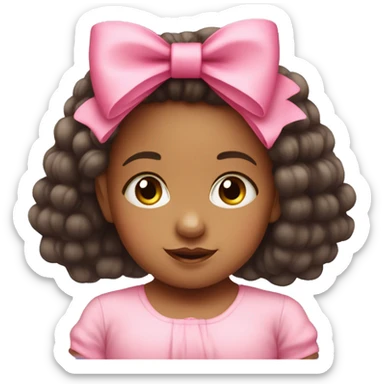 Baby girl with big pink bow sticker