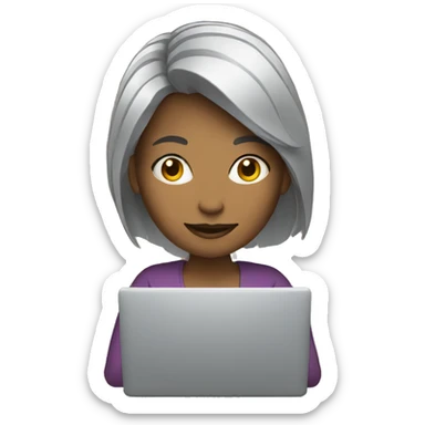 woman with computer sticker