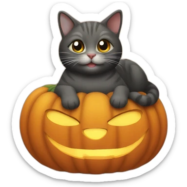 Cat on a pumpking sticker