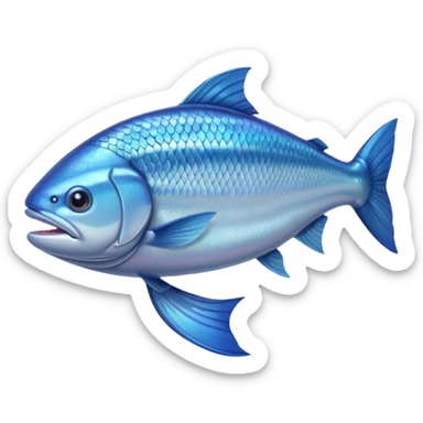 blue salmon fish, side view, slightly smiling sticker