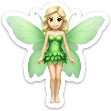 caucasian christmas fairy full body with two wings and green eyes sticker