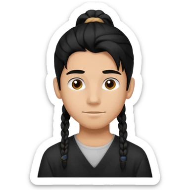 homme cheveux noir long attaché sans cheveux dépassant  16 ans, un peu bronzé sticker