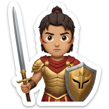 Gladiator with dark hair and dual sword sticker