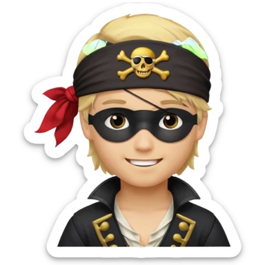 boy with blond hair that is dressed as a pirate sticker