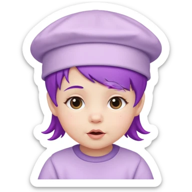 purple haired little baby with white hat sticker