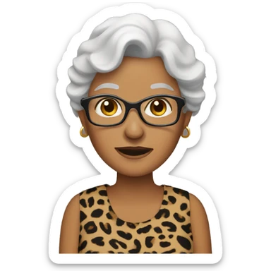 granny dressed in leopard top sticker