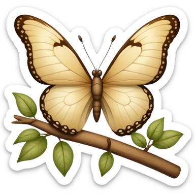 beige butterfly sits sideways sticker