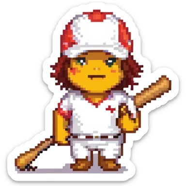 Tung Tung Tung Sagur emoji, a baseball bat with legs and arms and a face with a slight smile, holding a baseball bat sticker