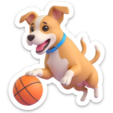 dog chasing ball in forrest, close up pose sticker