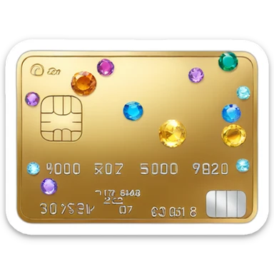 gold credit card with gems sticker